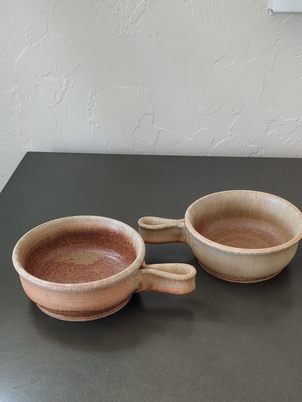 Handmade Ceramic Soup Bowls with Loop Handles - Earth Tones